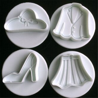 4Pcs Cake/Auto/Ijs Cake Cookie Plunger Cutter Fondant Kauwgom Plakken Cupcake Toppers Mold Biscuit Kerst decorating Tool clothes