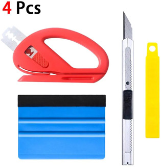 4pcs Car Vinyl Wrap Film Squeegee Scraper Tools Vehicle Sticker Installation Kit Cutter Knife Car Styling Auto Accessories