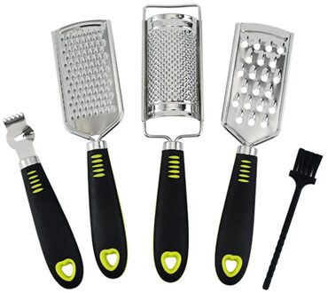 4Pcs Citroen Kaas Rasp Multifunctionele Rvs Kaas Rasp Set Handheld Voedsel Rasp Citroen Zester Met Cleaning borstel