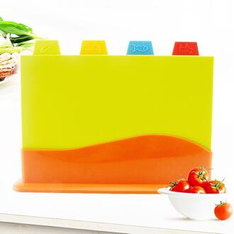 4Pcs Colour Coded Snijplank Set Keuken Non-Slip Snijden Blok Met Houder Milieuvriendelijk En Vervuiling-Gratis