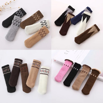 4Pcs Covers Non-noise Floor Protectors Anti-slip Socks Desk Chair Leg Caps Table Knitting Anti-slip Scratch Feet Pads Furniture
