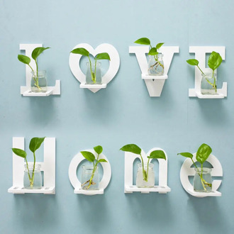 4Pcs Creative Wall Decorative Shelf Household Wall Water Culture Vase Flower Stand Wall Potted Storage Rack