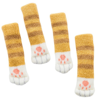 4pcs Cute Cartoon Cat Paw Chair Leg Socks Knitting Non-Slip Table Foot Pad Protector Furniture Decor