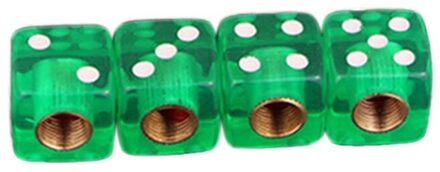 4Pcs Dice Vorm Auto Vrachtwagen Wiel Bandventieldop Steel Cover Stofkap Fiets Ventiel Accessoires groen