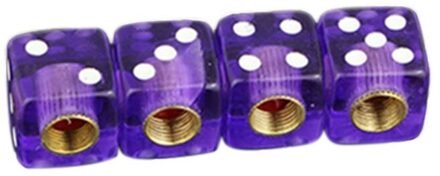 4Pcs Dice Vorm Auto Vrachtwagen Wiel Bandventieldop Steel Cover Stofkap Fiets Ventiel Accessoires Paars