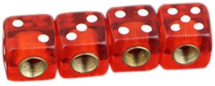 4Pcs Dice Vorm Auto Vrachtwagen Wiel Bandventieldop Steel Cover Stofkap Fiets Ventiel Accessoires Rood