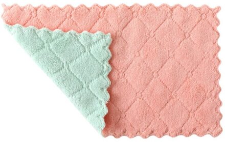4Pcs Double-Side Absorberende Microfiber Keuken Vaatdoek Non-stick Olie Handdoek Huishouden Schoonmaken Vegen Handdoek keuken Tool roze