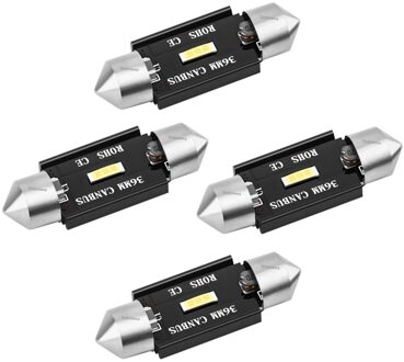 4Pcs Festoen 31Mm 36Mm 39Mm 41Mm C5W C10W Super Heldere Csp Led Lampen Auto Dome licht Canbus Geen Fout Auto Interieur Reading Lampen 39mm wit