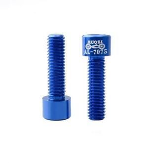 4Pcs Fiets Stuurpen Schroef Aluminium Mountain Road Fixed Gear Stuurpen Riser Bouten M5 * 17Mm rit Ridding Stem Schroef 2stk blauw