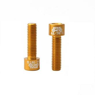 4Pcs Fiets Stuurpen Schroef Aluminium Mountain Road Fixed Gear Stuurpen Riser Bouten M5 * 17Mm rit Ridding Stem Schroef 2stk goud