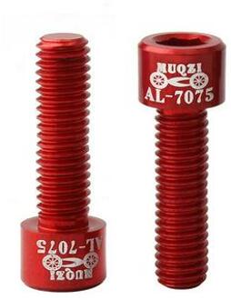 4Pcs Fiets Stuurpen Schroef Aluminium Mountain Road Fixed Gear Stuurpen Riser Bouten M5 * 17Mm rit Ridding Stem Schroef 2stk rood