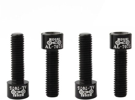 4Pcs Fiets Stuurpen Schroef Aluminium Mountain Road Fixed Gear Stuurpen Riser Bouten M5 * 17Mm rit Ridding Stem Schroef 4stk zwart