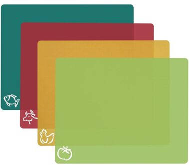 4Pcs Flexibele Classificatie Snijplank Kleurgecodeerde Set Food-Grade Antislip Plastic Keuken Snijden Mat 38X30.5cm