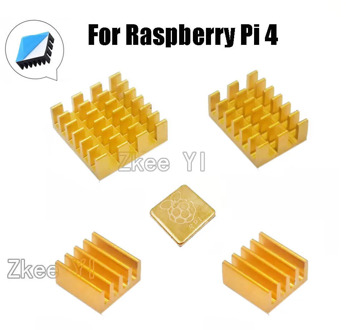 4pcs For Raspberry Pi 4B Aluminum Heatsink Radiator Cooler Kit for Raspberry Pi 4 (Gold)