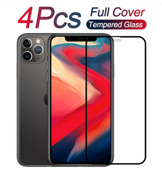 4Pcs Full Cover ProtectIve Glass For iPhone 11 12 Pro Max 12 Mini Tempered Screen Protector Glass For iPhone X XR XS Max 6 7 8