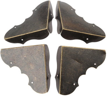 4Pcs Furniture Fittings Antique Corner Bracket Jewelry Wooden Box Feet Leg Corner Decorative Protector Furniture Hardware+Nails