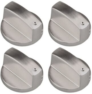 4Pcs Gasfornuis Knop Metalen Zilveren Gasfornuis Knoppen Adapters Oven Schakelaar Keuken Onderdelen Adapters Schakelaar 6mm