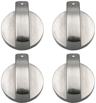 4Pcs Gasfornuis Knop Metalen Zilveren Gasfornuis Knoppen Adapters Oven Schakelaar Keuken Onderdelen Adapters Schakelaar 8mm
