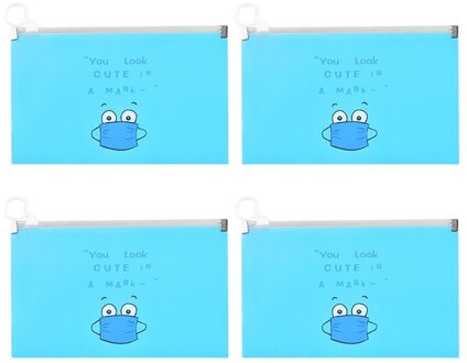 4Pcs Gezicht Maskers Zak Draagbare Cover Houder Opbergdoos Case Besparen Reizen Tijdelijke Organizer Container Zakken blauw