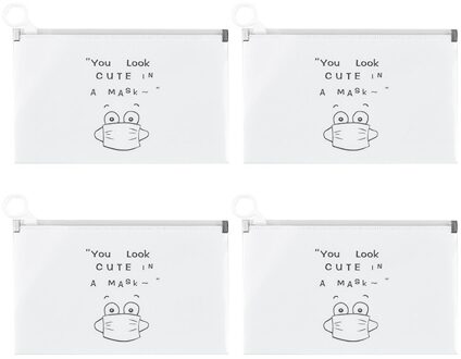 4Pcs Gezicht Maskers Zak Draagbare Cover Houder Opbergdoos Case Besparen Reizen Tijdelijke Organizer Container Zakken wit