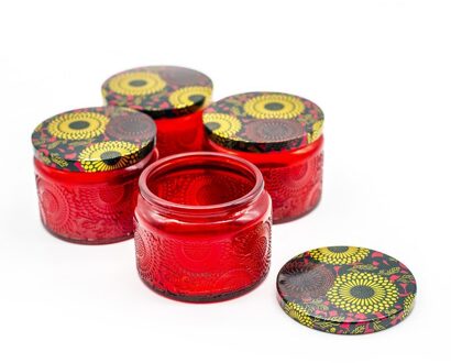 4Pcs Glas Container Potten Voor Kaarsen Maken Materiaal Lege Kaars Jar Kit Kleurrijke Kaars Maken Levert Accessoires 4stk rood