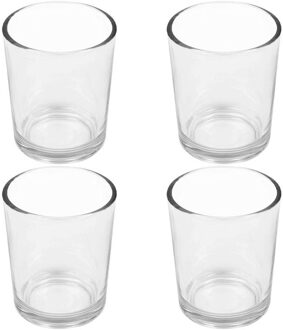 4Pcs Glas Transparant Kaars Cup Kaars Houder Eenvoudige Stijl Kaars Container Glas Kaars Cup Kaars Houder Gewone Glas