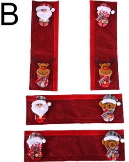4Pcs Gloden Sneeuwvlok Kerst Koelkast Deurklink Cover Xmas Decoratie B