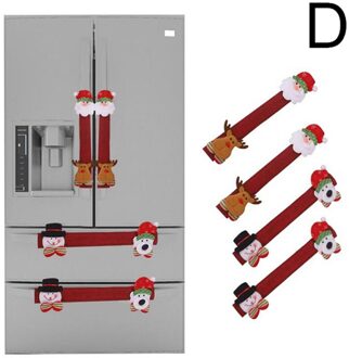 4Pcs Gloden Sneeuwvlok Kerst Koelkast Deurklink Cover Xmas Decoratie