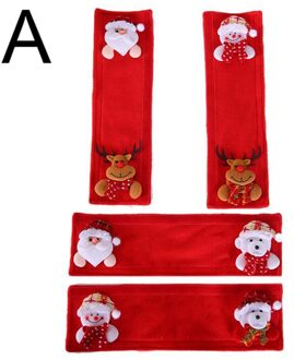 4Pcs Gloden Sneeuwvlok Kerst Koelkast Deurklink Cover Xmas Decoratie