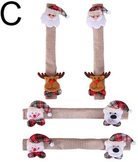 4Pcs Gloden Sneeuwvlok Kerst Koelkast Deurklink Cover Xmas Decoratie