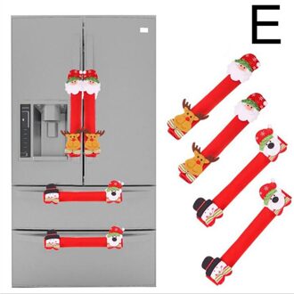 4Pcs Gloden Sneeuwvlok Kerst Koelkast Deurklink Cover Xmas Decoratie