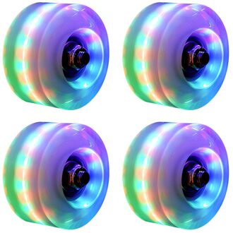 4Pcs Glowing Roller Skate Wiel Glow Quad Roller Lagers Wielen Hoge Rebound Slijtvaste Pu Schaatsen Schoenen Lagers rood blauw groen licht