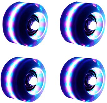 4Pcs Glowing Roller Skate Wiel Glow Quad Roller Lagers Wielen Hoge Rebound Slijtvaste Pu Schaatsen Schoenen Lagers roze blauw greenlight