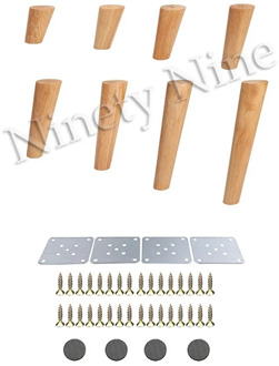 4Pcs Height10-30cm Solid Wood Furniture Legs, Inclined Cone Sofa Bed Cabinet Table and Chair Replacement Feet Sloping Feet