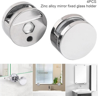 4pcs High Quality Round Glass Clips Clamps Mirror Clips Holder for 4-7mm Thick Mirror Bright Chrome Zinc Alloy