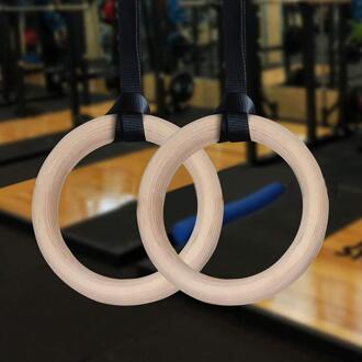 4Pcs Houten Gymnastiek Ringen Oefening Fitness Gymnastiek Ringen Gym Oefening Crossfit Pull Ups Spier Ups Two ring