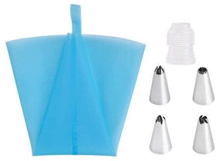 4Pcs Icing Piping Tips En 1 Adapter 1 Siliconen Pastry Tassen Cake Rvs Tulp Icing Nozzle Converter Decorating tool lucht blauw