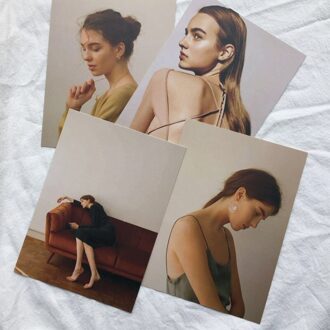 4Pcs Ins Nordic Mooie Meisje Decoratieve Kaart Normcore Foto Props Achtergrond Muursticker Creatieve Diy Poster Postkaart 13*18Cm