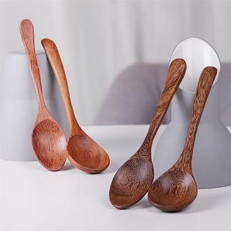 4Pcs Japanse Stijl Houten Lepel Rijst Spatel Lange Handvat Soep Scoops Pollepel Catering Keuken Koken Gereedschap Servies