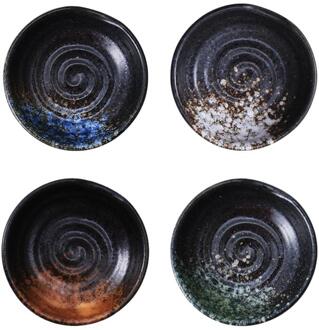 4Pcs Japanse Stijl Keramische Dompelen Platen Saus Azijn Schotel Kruiden Gerechten Kruiden Dompelen Kom (Assorti Kleur)