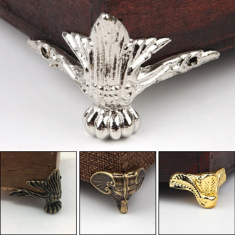 4pcs Jewelry Antique Elephant Chest Corner Guard Decorative Protection Feet Leg material Gift Box Wood Case Decorative Feet Leg