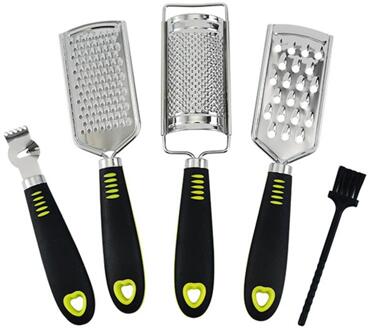 4Pcs Kaas Rasp Set Rvs Handheld Voedsel Rasp Citrus Citroen Zester Met Borstel Gember Knoflook Chocolade Keuken Gereedschap