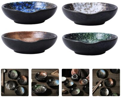 4Pcs Keramische Kleine Gerechten Saus Gerechten Praktische Saus Gerechten Voor Thuis (Assorti Kleur)