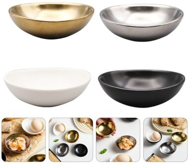 4Pcs Keramische Saus Gerechten Creatieve Azijn Gerechten Ei Platen (Assorti Kleur)