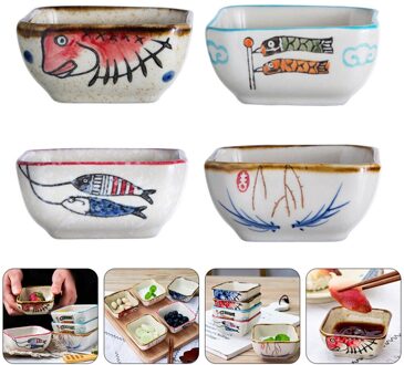 4Pcs Kruiden Schotel Kalvingen Saus Azijn Servies Diner Plaat (Willekeurige Stijl)