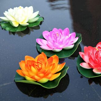 4Pcs Kunstmatige Drijvende Water Lotus Pond Foam Bloem Realistische Water Fontein Waterdichte Landschap Planten Tuin Decoratie