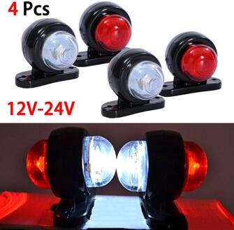 4Pcs Led Rood Wit Zijmarkeringslichten Overzicht Lamp Auto Truck Trailer 12V/24V