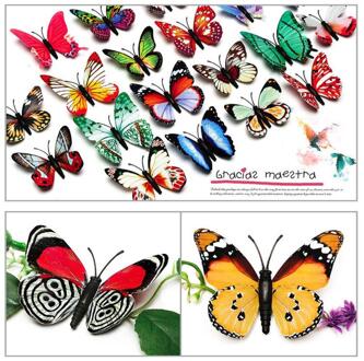 4pcs Lichtgevende Vlinder Muurstickers PVC 3D Mooie Gesimuleerde Dier Kleurrijke Art Decals Home Decoratie Accessoires