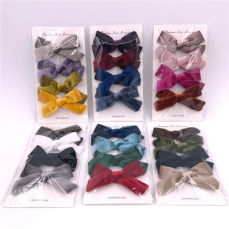 4pcs/Lot Baby Headband Velvet Bow Hair Clips For Girls Hairpins kid Toddler Pins Children Clips Barrettes Hair Accessories Nylon