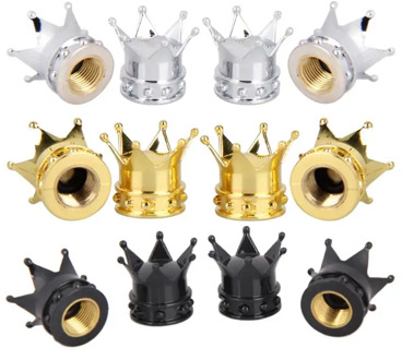 4pcs/lot Bicycle Auto Truck Accessories Tire Valve Caps Crown Tyre Bike Tools Wheel Stem Tire Valve Caps On The Nipple